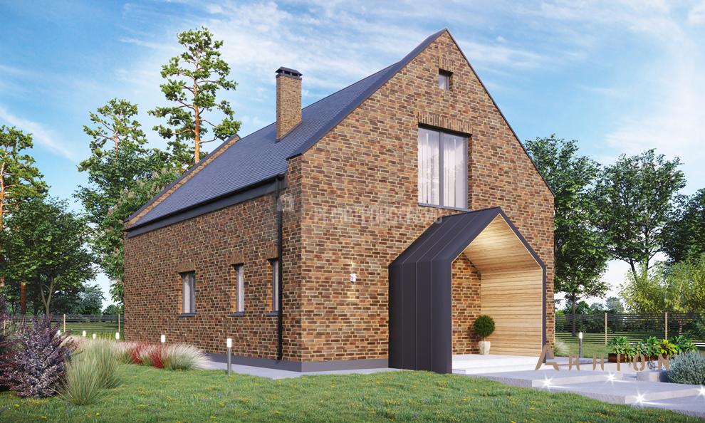 2. Проект одноэтажного дома в стиле барн с двускатной кровлей, t-68-01, площадью - 139 кв c мансардой, терассой